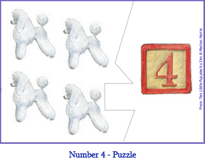 Easy (Two Piece) Number Puzzle Four – 4 Poodle Dogs